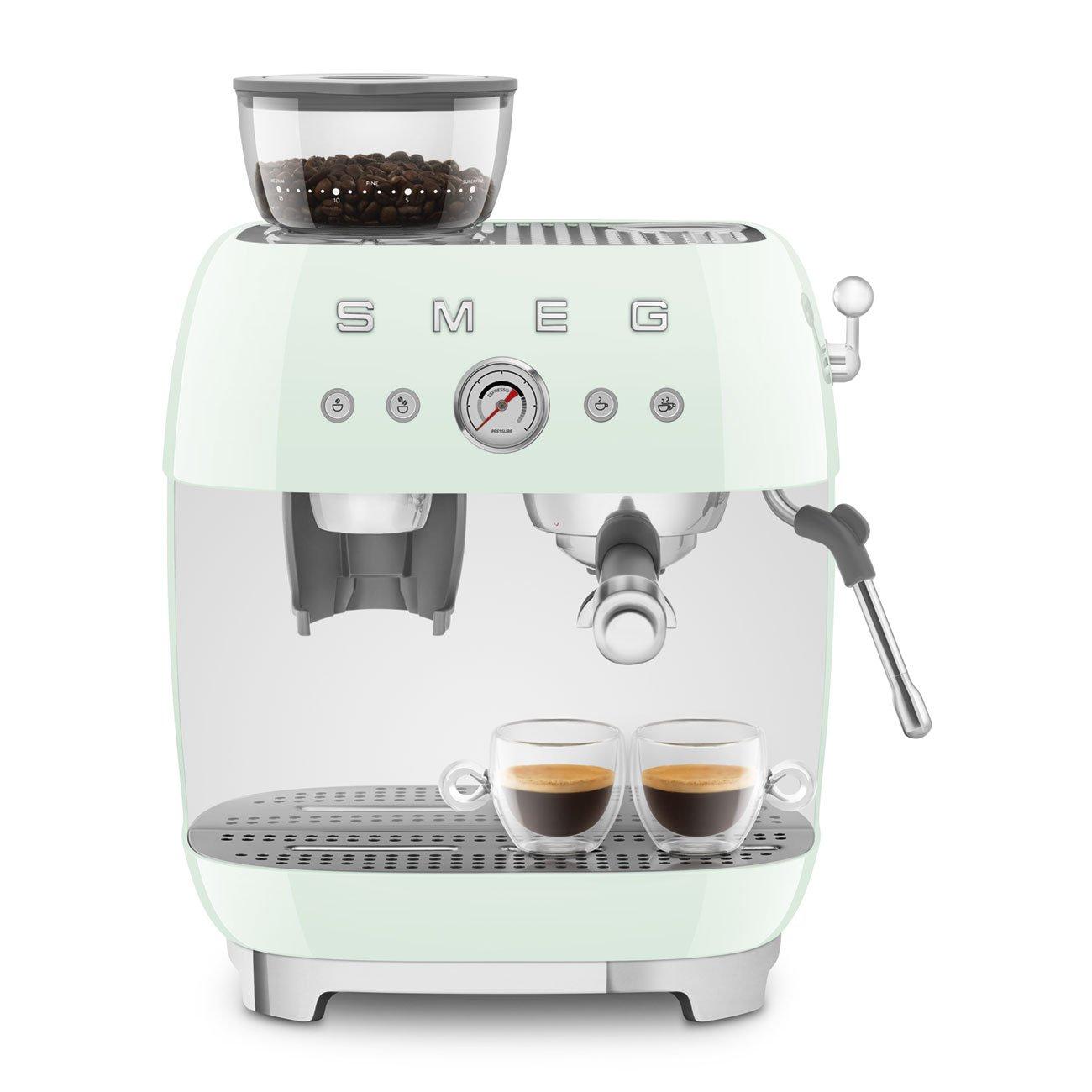 Espresso Coffee Machine with Grinder in Pastel Green